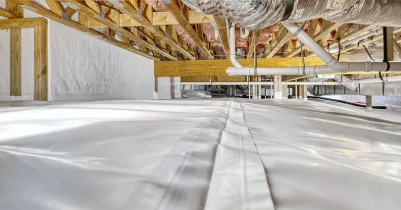 Crawl space wooden joists and framing